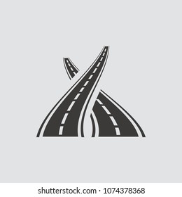Road icon isolated of flat style. Vector illustration.
