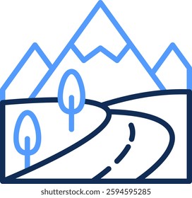 Road Icon Line Color Vector Illustration