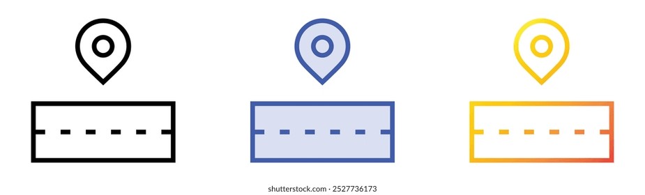 Straßensymbol. Lineares, blaues Füllungs- und Farbverlauf-Design einzeln auf weißem Hintergrund