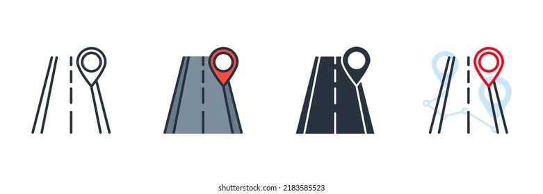 ilustración vectorial del logotipo del icono de carretera. plantilla de símbolo de ubicación de ruta y pin para colección de diseño gráfico y web