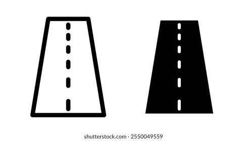 Road Icon set in black filled and line.