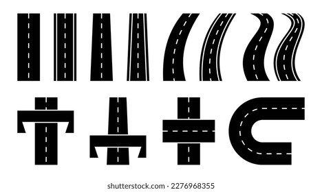 conjunto de iconos de carretera, diseño plano sobre fondo blanco