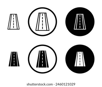 Road Icon Set. Straight Highway Vector Sign. Empty Street Way Vector Icon. Route Pathway Vector Sign Suitable for Apps and Websites UI Designs.