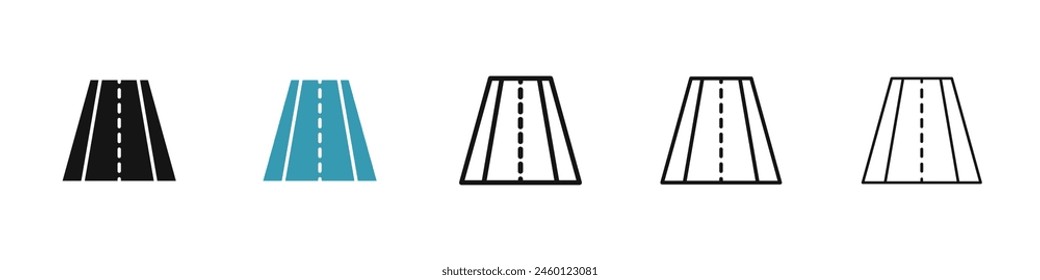 Conjunto de iconos de carretera. Icono de autopista recta. Señal De Calle Vacía. Icono de ruta de ruta para Diseños de IU.