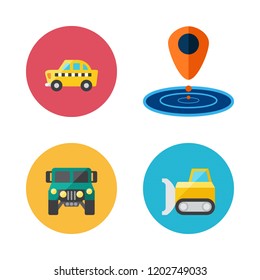 road icon set. vector set about placeholder, taxi, car and bulldozer icons set.