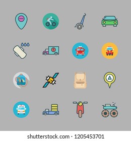 road icon set. vector set about fire truck, van, car and cargo truck icons set.