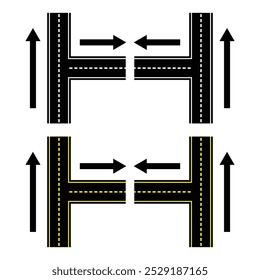 Road icon. Road icon silhouette vector illustration. Vector black car road icons. Highway symbol. Road signs, Vector drawn highway icon symbol vector logo element.