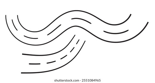 Elemento de logotipo de Vector de Road Icon Symbol. Mapa, navegación, dirección y recorrido