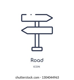 road icon from user interface outline collection. Thin line road icon isolated on white background.