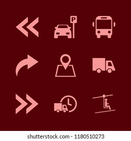 road icon. road vector icons set truck, left arrow, parked car and school bus