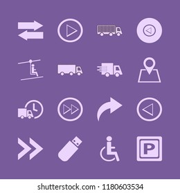 road icon. road vector icons set left arrow, right arrow, fast delivery truck and parking sign