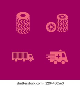 road icon. road vector icons set ambulance car, car wheels and truck