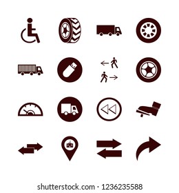 road icon. road vector icons set left arrow, disabled sign, foot on the pedal and right arrow