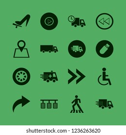 road icon. road vector icons set location, disabled sign, right arrow and wheel