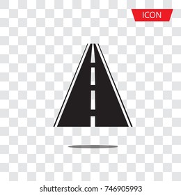 Road icon vector isolated on transparent background.