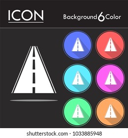 Road icon vector on six color background.