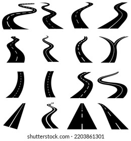 Road icon vector set. route illustration sign collection. trip symbol or logo.