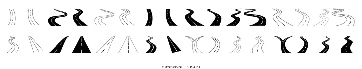 Icono de carretera Conjunto de Vector Ilustración de ruta Señal de colección