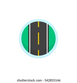 Road icon vector sign, round symbol with highway