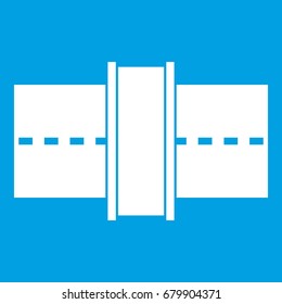 Road icon white isolated on blue background vector illustration