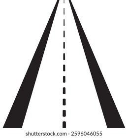Road icon Winding asphalt road with markings leading into the distance on a white background. Vector illustration. EPS 10
