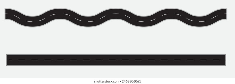 Road icon. Winding road vector illustration. Asphalt Road with White Lines.