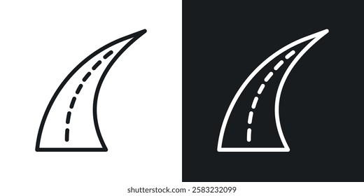 Road icons in black and white liner strokes for web design.