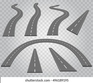 Road icons collection with perspective and transparent background