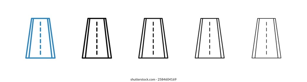 Road icons in five different stroke sizes
