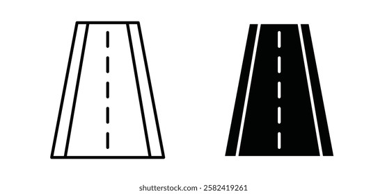 Road icons pack vectors in black flat and strokes