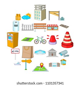 Road icons set. Cartoon set of 25 road vector icons for web isolated on white background