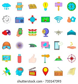 Road icons set. Cartoon style of 36 road vector icons for web isolated on white background