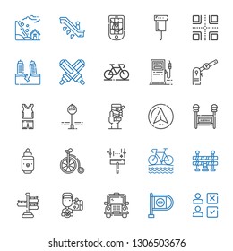 road icons set. Collection of road with choice, wrong way, bus, driver, signpost, traffic barrier, bike, wiper, bicycle, marker, subway, navigator. Editable and scalable road icons.