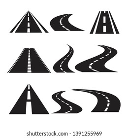 Road icons set, isolated on white background,