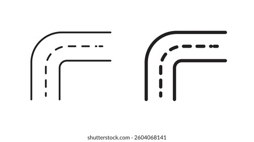 Road icons in solid black and outlined style