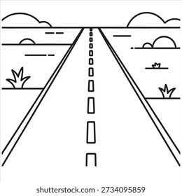 Desenho de vetor de ilustração de estrada para colorir