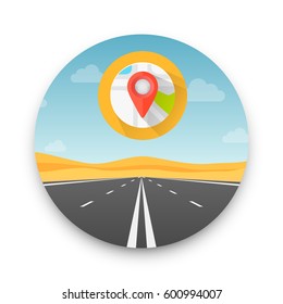 Road to infinity highway, Road in the desert, Vector illustration, Road background.