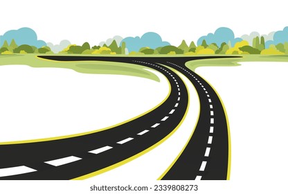 Road to infinity, vacation trip, banner horizon road sky. Vector illustration