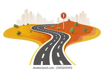 Road to infinity, vacation trip, banner horizon road sky. Vector illustration