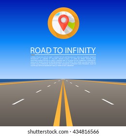 Road to infinity, Road vector highway, Vector illustration, Road sky background.