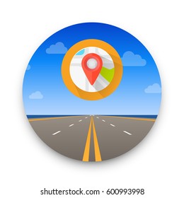 Road to infinity, Road vector highway, Vector illustration, Road sky background.