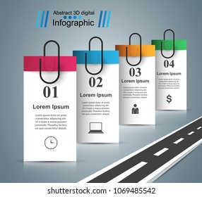 Road infographic design template and marketing icons. Vector eps 10.