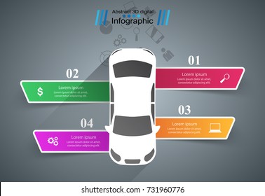 Road infographic design template and marketing icons. Car icon. Vector eps 10