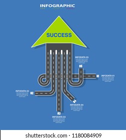 Road infographic. Information graphics template. Winding expressway. 5 Steps, strategies or business processes. Vector illustration design.
Come from different directions to the same destination.