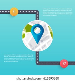 Road infographic template. Flat design vector illustration.