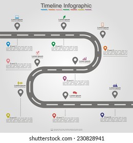 Road Infographic Timeline Element Layout. Vector Illustration.