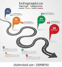 Road Infographic Timeline Element Layout. Vector Illustration.