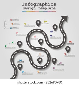 Road Infographic Timeline Element Layout. Vector Illustration.