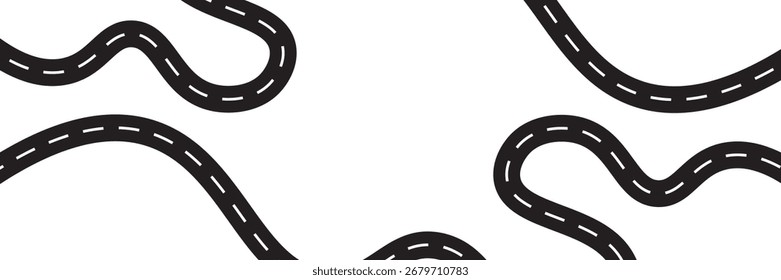 Road infographic timeline template, Horizontal road vector illustration, Seamless highway marking Isolated on white background