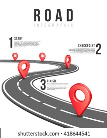 Road infographic vector template. Road information chart, creative traffic road infigraphic banner illustration